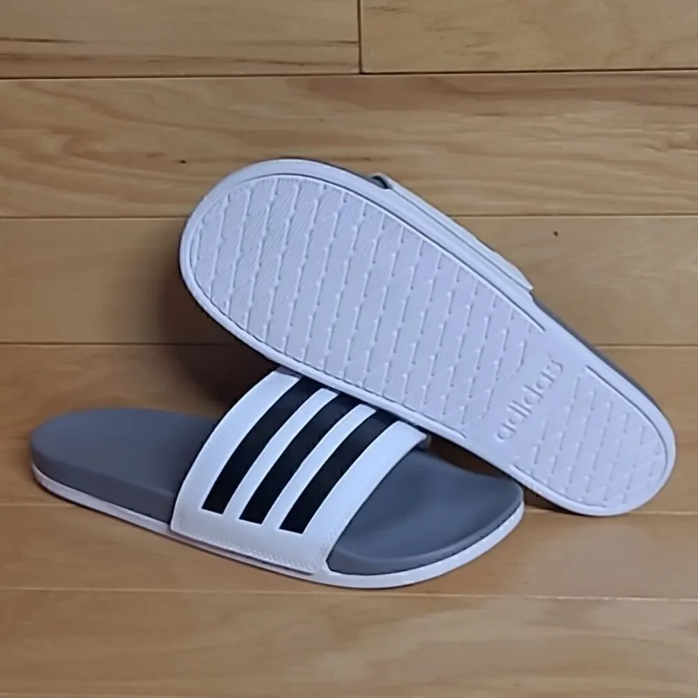 Adidas Adilette Comfort Slide Sandal White Black Grey Mens Shoe GZ5895